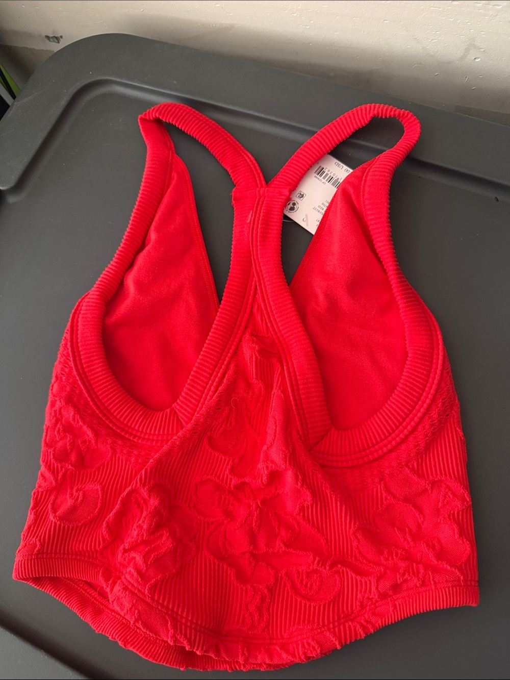 Free People Red Floral Ribbed Racerback Bralette - Picture 3 of 3